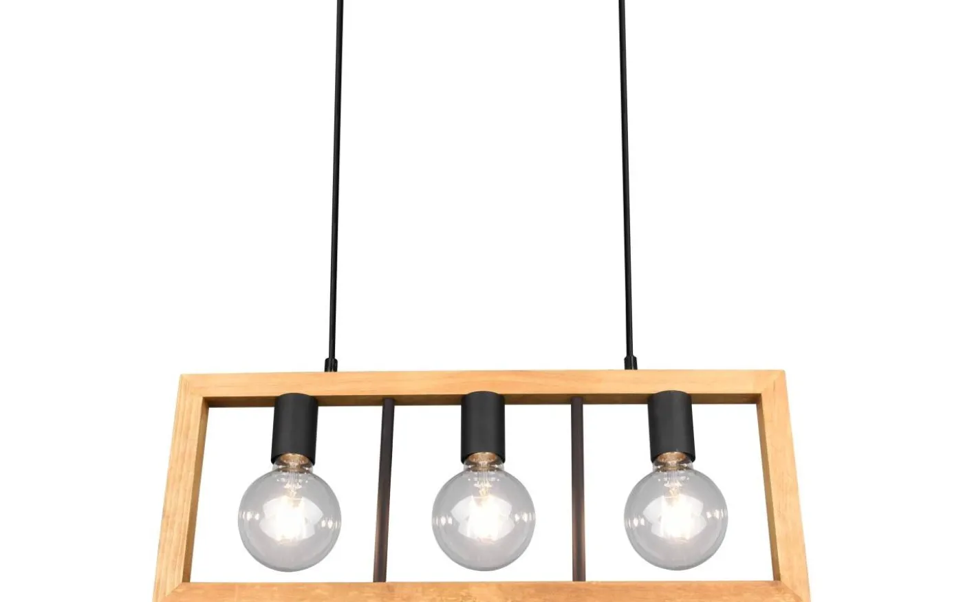 Agra Takpendel 3-delad E27 matt svart/trä