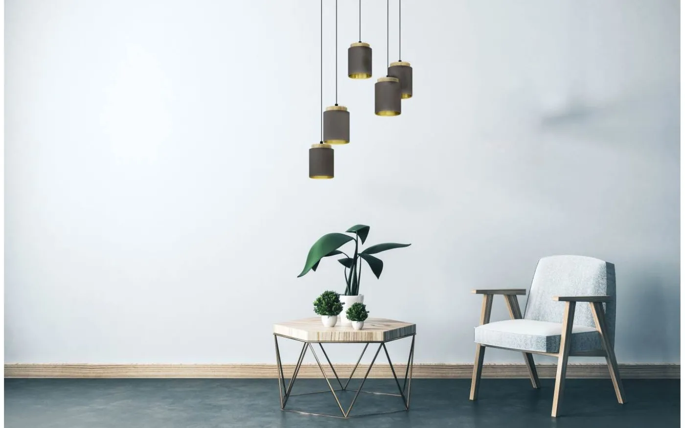 Albariza Taklampa 70cm Cappuccino/Guld