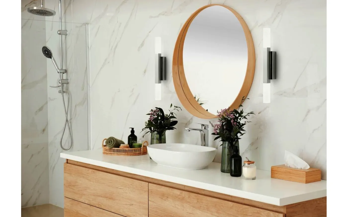 Alcudia Vägglampa 42cm LED 3000K 2x5,5W Silver IP44