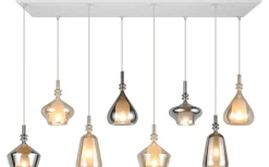 Aldea Takpendel 8 st 115cm E14 bärnsten/förkromad