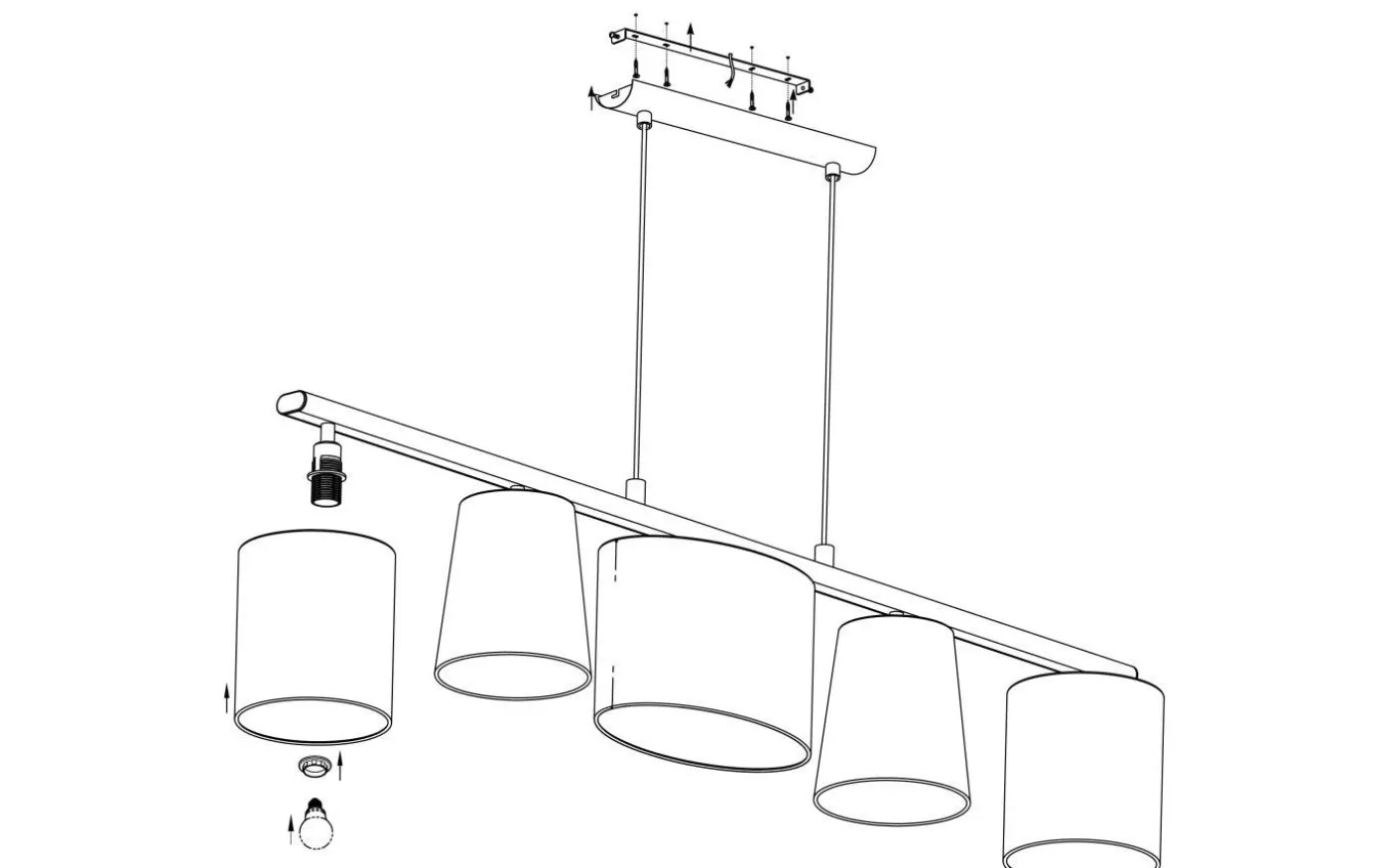 Almeida Taklampa 120cm Svart/Grå/Vit