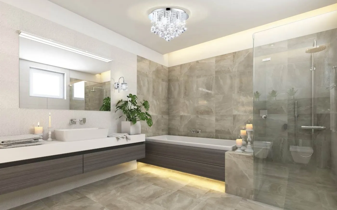 Almonte Kristallplafond 35cm G9 LED 3000K 4x3W Krom IP44