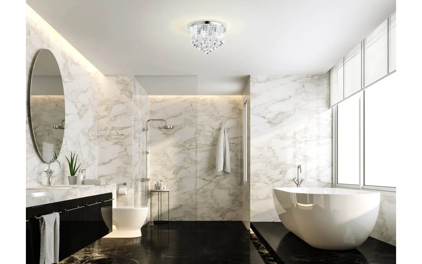 Almonte Kristallplafond 35cm G9 LED 3000K 4x3W Krom IP44