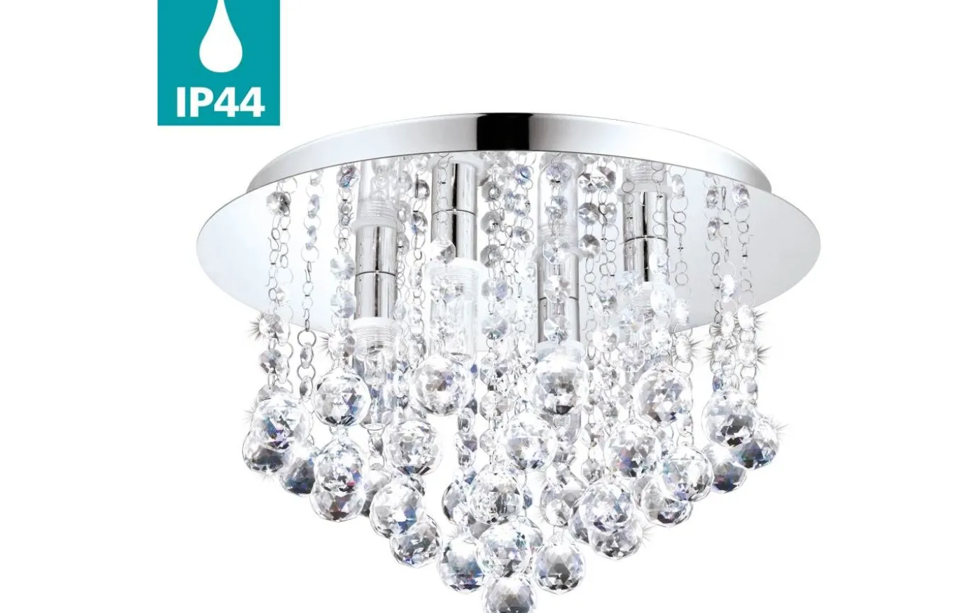 Almonte Kristallplafond 35cm G9 LED 3000K 4x3W Krom IP44