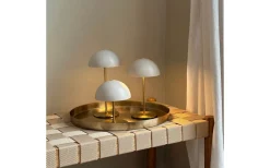 Along Uppladdningsbar Bordslampa 12/20cm 3 styck + Bricka Beige/Mässing