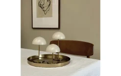 Along Uppladdningsbar Bordslampa 12/20cm 3 styck + Bricka Beige/Mässing