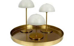 Along Uppladdningsbar Bordslampa 12/20cm 3 styck + Bricka Beige/Mässing