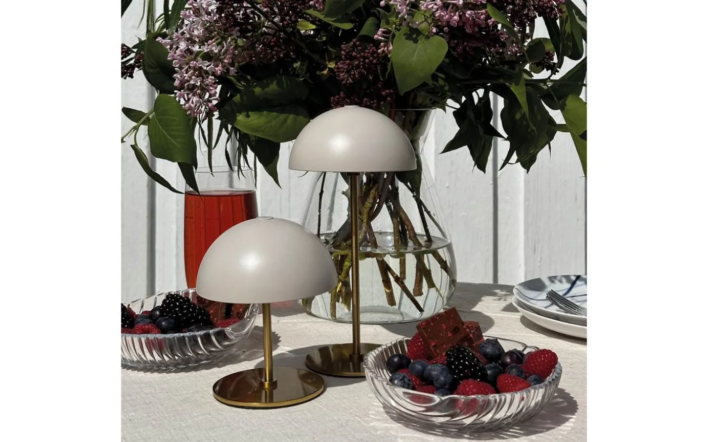 Along Uppladdningsbar Bordslampa 12/20cm 2 styck Beige/Mässing