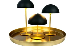 Along Uppladdningsbar Bordslampa 12/20cm 3 styck + Bricka Svart/Mässing