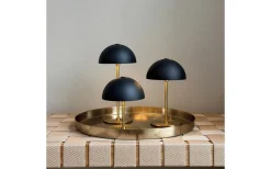 Along Uppladdningsbar Bordslampa 12/20cm 3 styck + Bricka Svart/Mässing