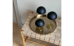 Along Uppladdningsbar Bordslampa 12/20cm 3 styck + Bricka Svart/Mässing