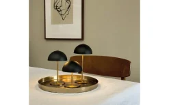 Along Uppladdningsbar Bordslampa 12/20cm 3 styck + Bricka Svart/Mässing