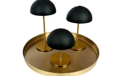 Along Uppladdningsbar Bordslampa 12/20cm 3 styck + Bricka Svart/Mässing