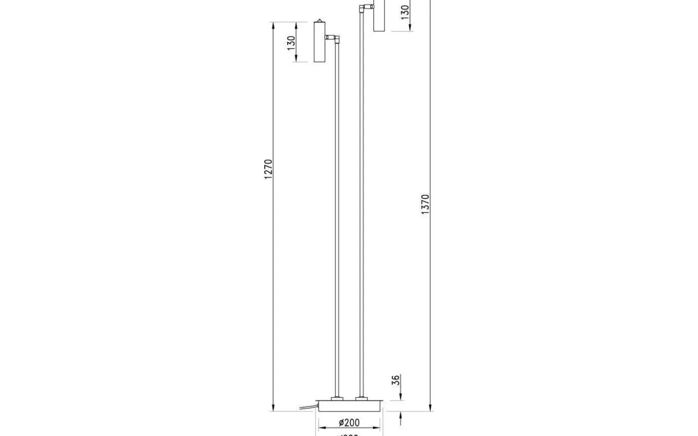 Artic Golvlampa Dubbel 137cm LED 2x6W 3000K Svart