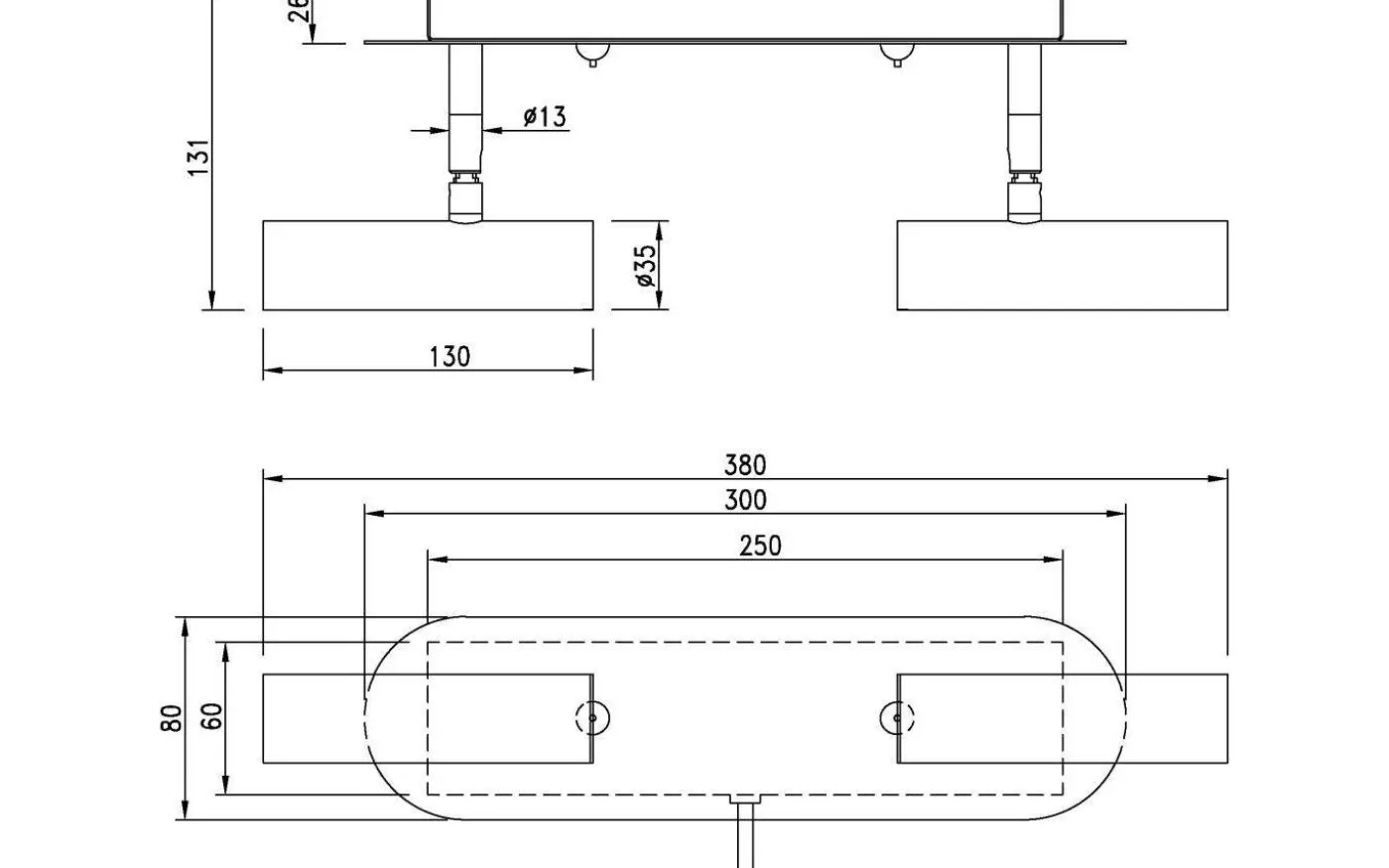 Artic Vägglampa Dubbel 30cm LED 2x6W 3000K Svart