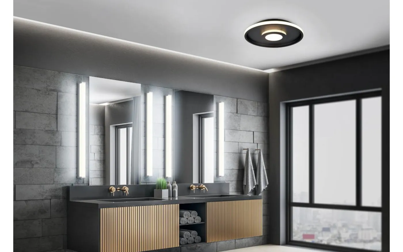 Ascari H2O Plafond LED 40cm mattsvart IP44