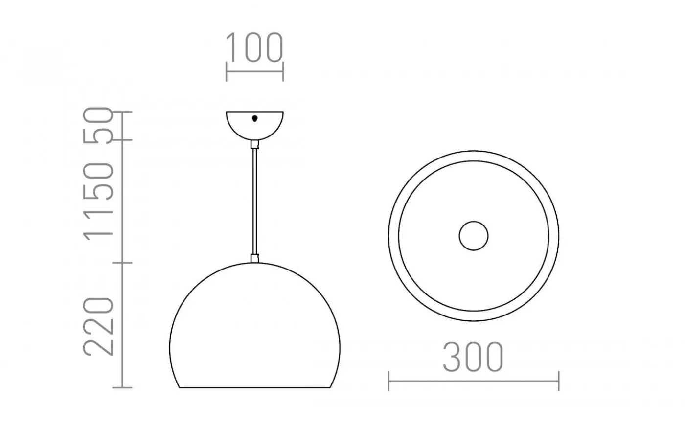 Aston Taklampa Krom 30cm E27
