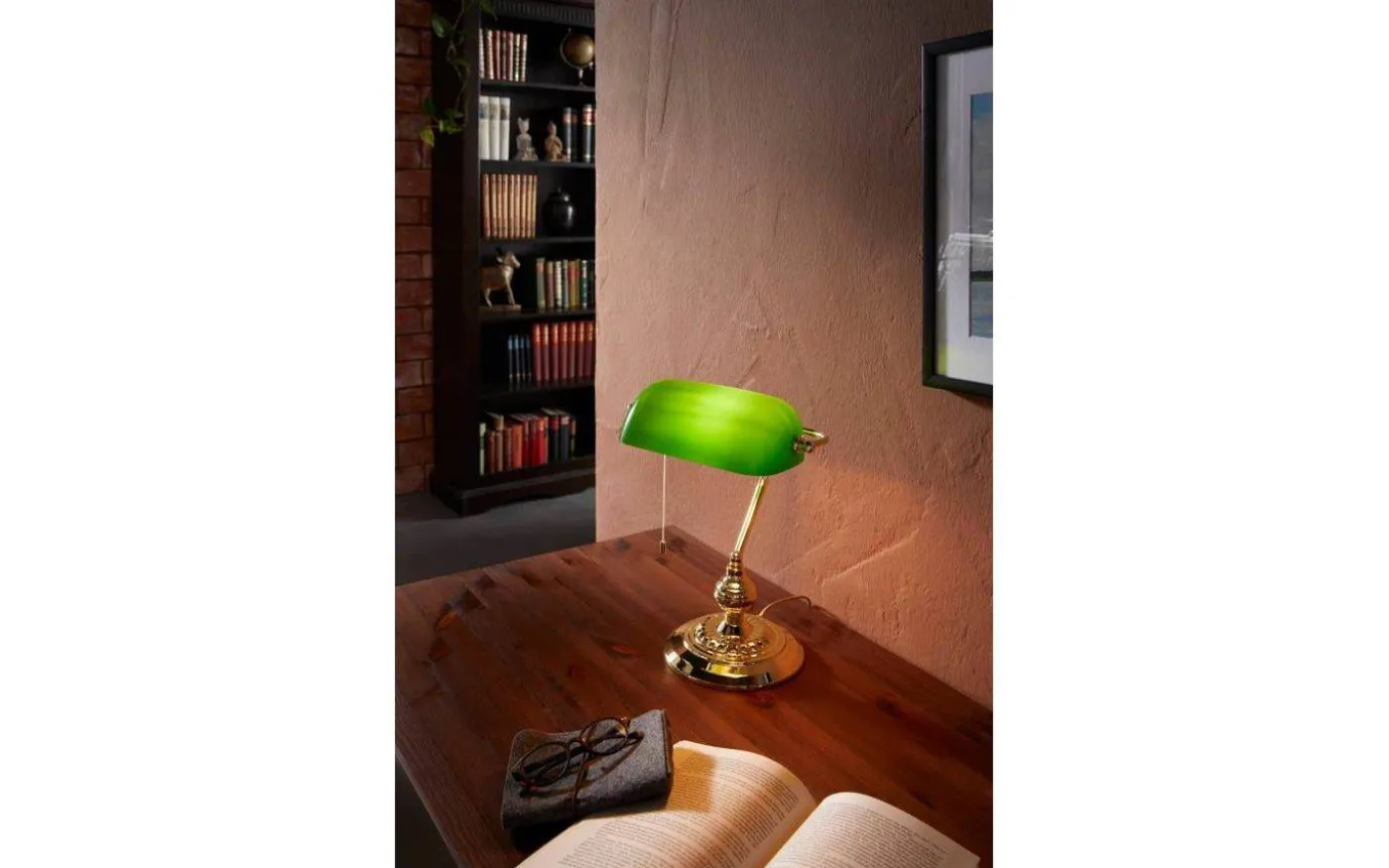 Banker Skrivbordslampa 39cm Mässing/Grön