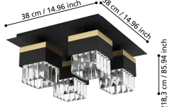 Barrancas Plafond 38cm Svart/Kristall