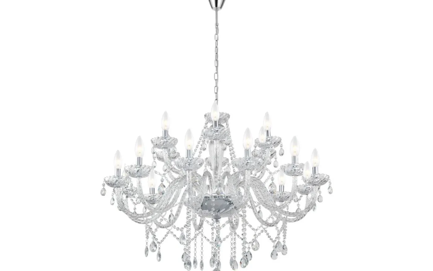 Basilano Kristallkrona 18-Arm 100cm Krom