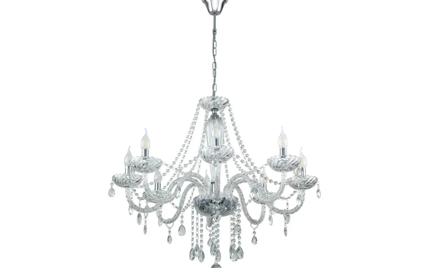 Basilano Kristallkrona 8-Arm 82cm Krom