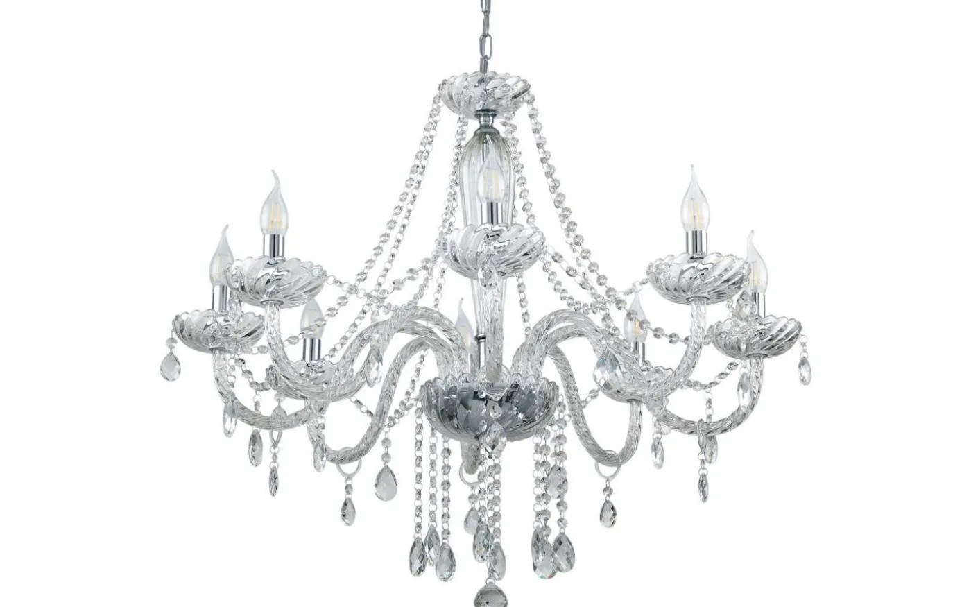 Basilano Kristallkrona 8-Arm 82cm Krom