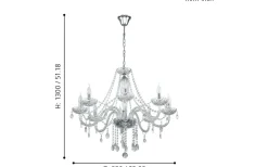 Basilano Kristallkrona 8-Arm 82cm Krom