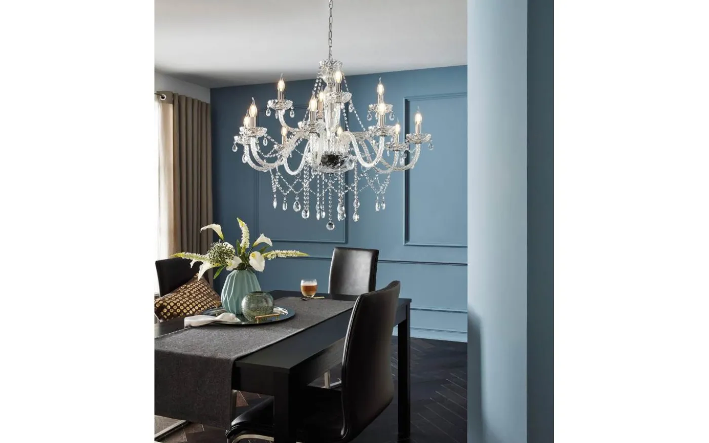 Basilano Kristallkrona 12-Arm 100cm Krom