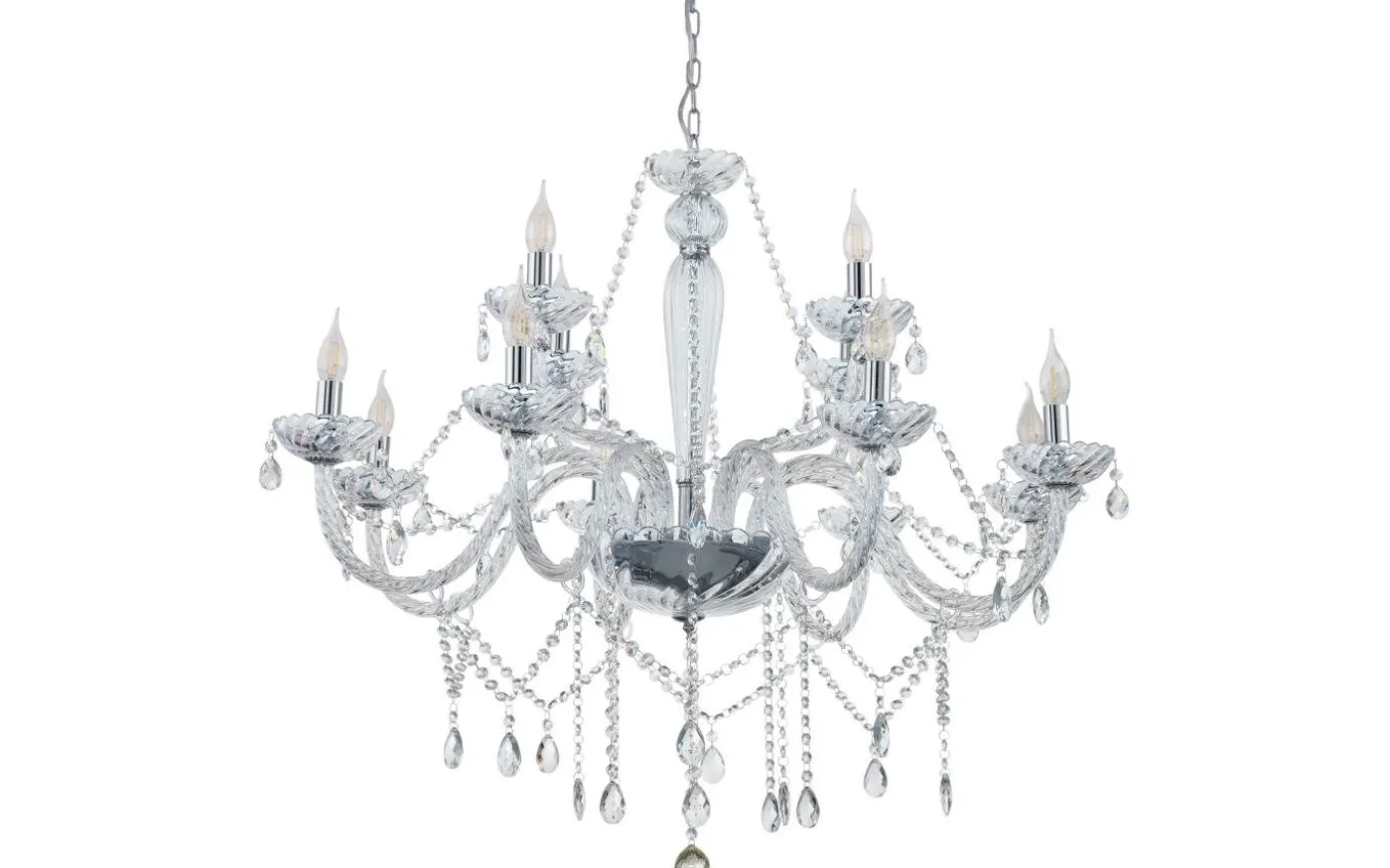 Basilano Kristallkrona 12-Arm 100cm Krom