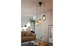 Basildon Taklampa 62cm 3L Trä/Svart