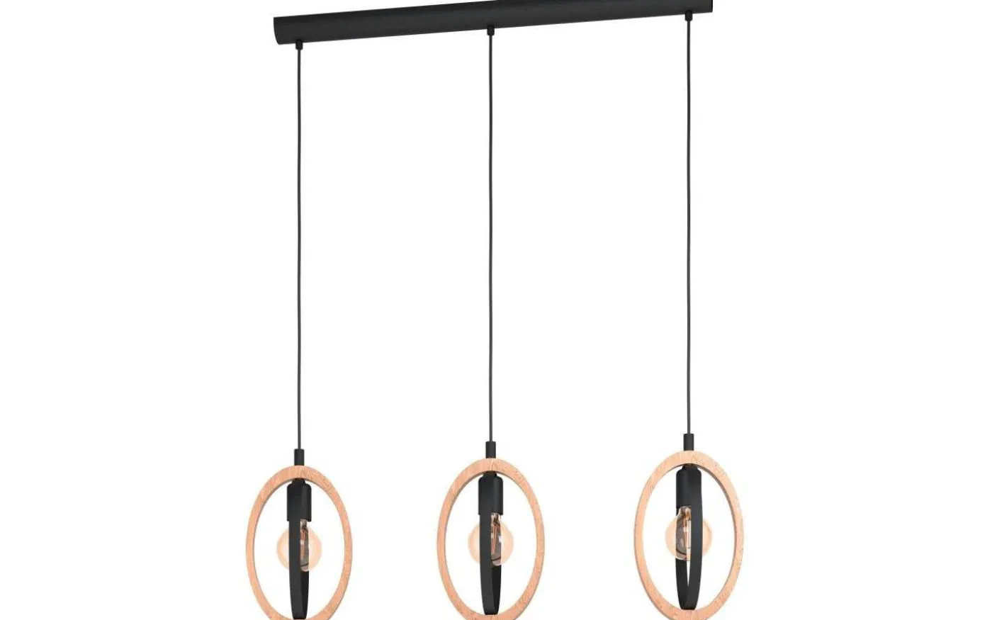 Basildon Taklampa 78cm 3L Trä/Svart