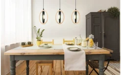 Basildon Taklampa 78cm 3L Trä/Svart