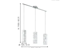 Bayman Taklampa 72cm Krom/Vit