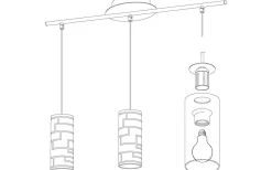 Bayman Taklampa 72cm Krom/Vit