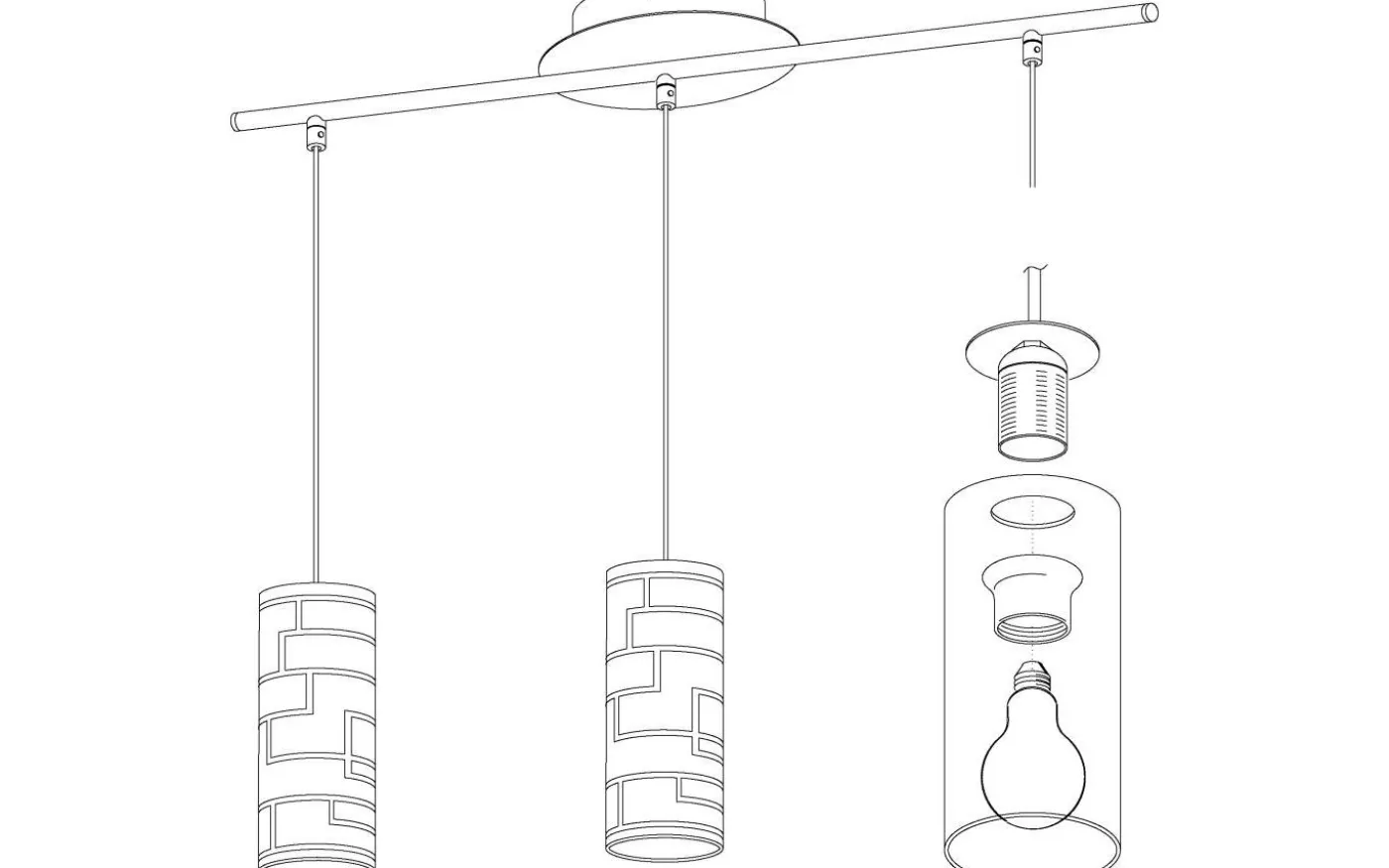 Bayman Taklampa 72cm Krom/Vit