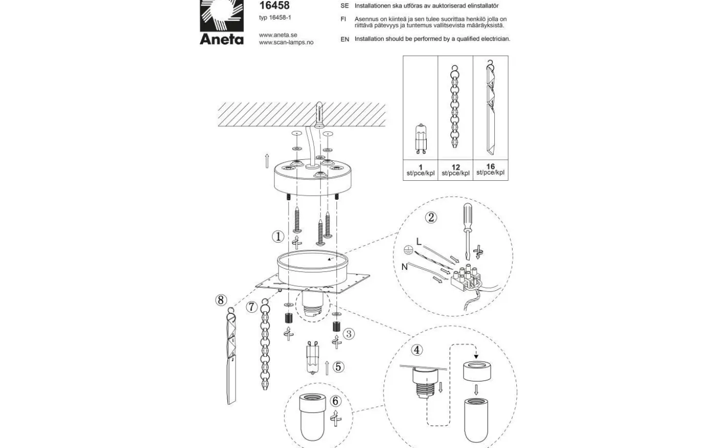 Belissa Kristallplafond 11cm Krom IP44