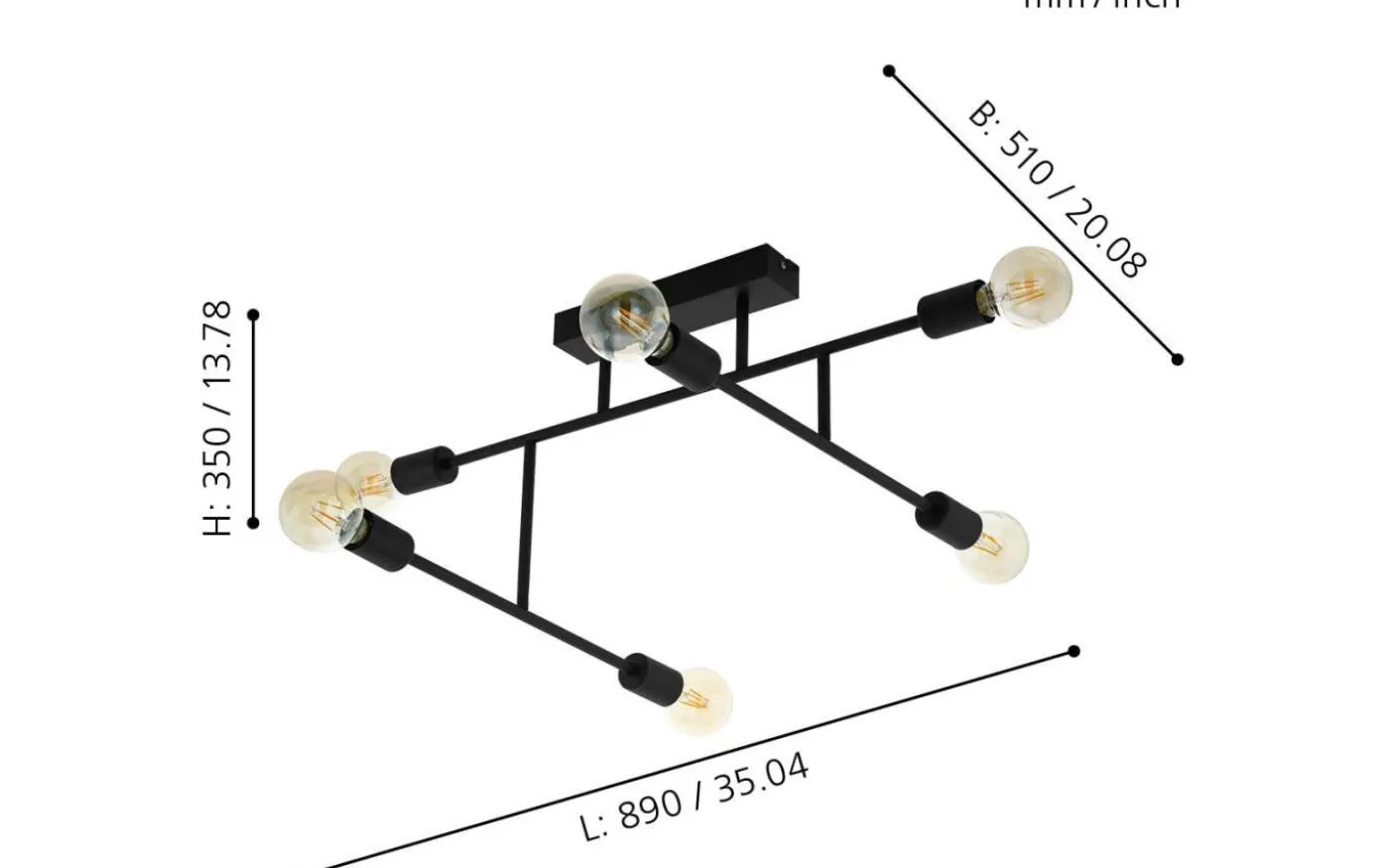 Belsiana Plafond 89cm Svart
