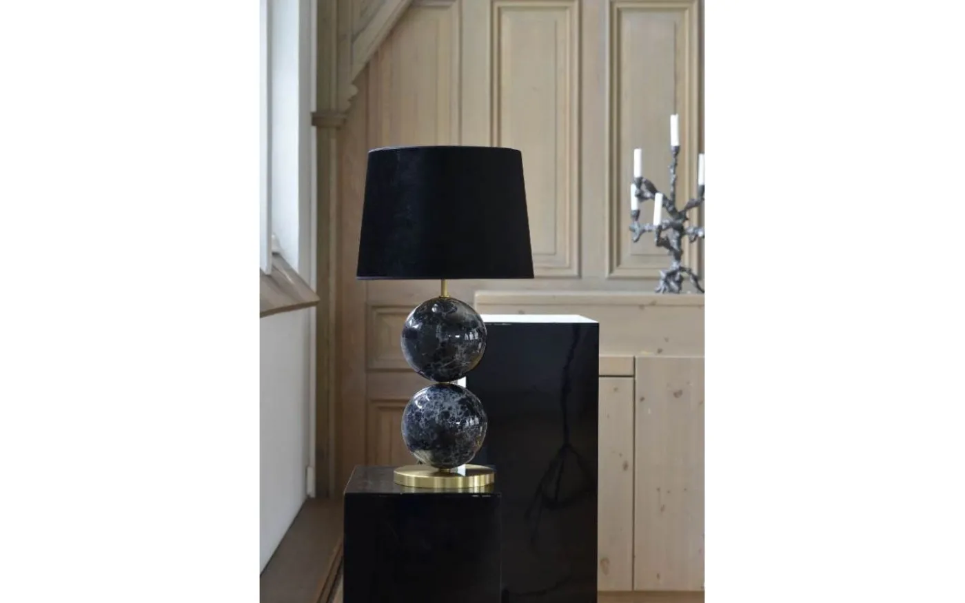 Bertone Lampfot 47cm Svart Marmor/Mässing