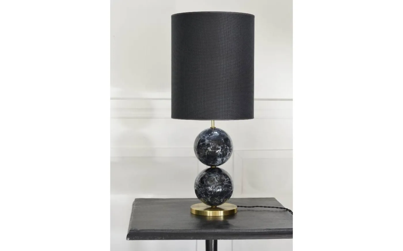 Bertone Lampfot 47cm Svart Marmor/Mässing