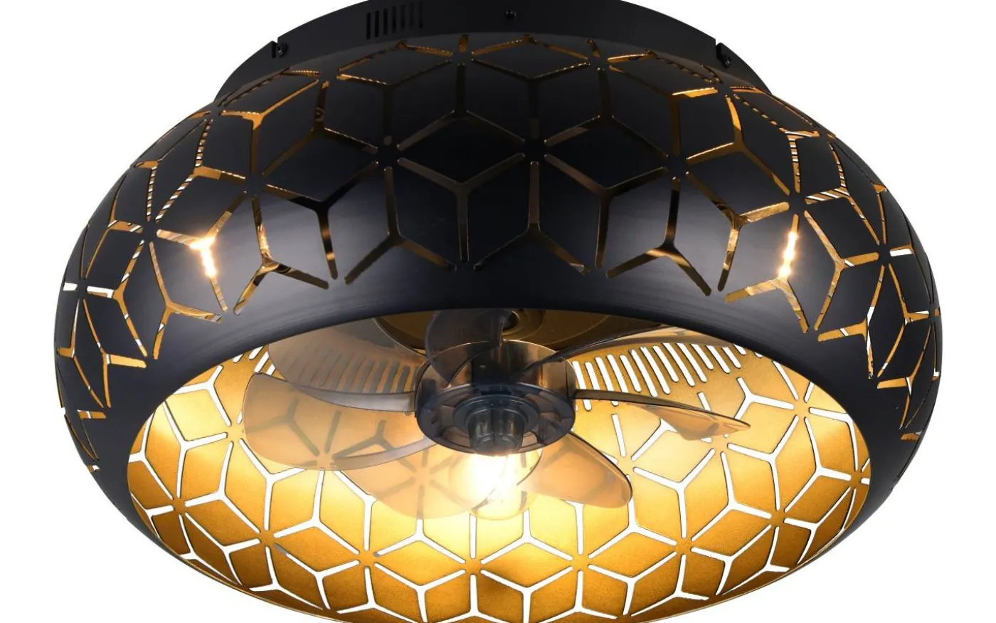 Bidar Takfläkt 50cm 3xE27 matt svart/guld