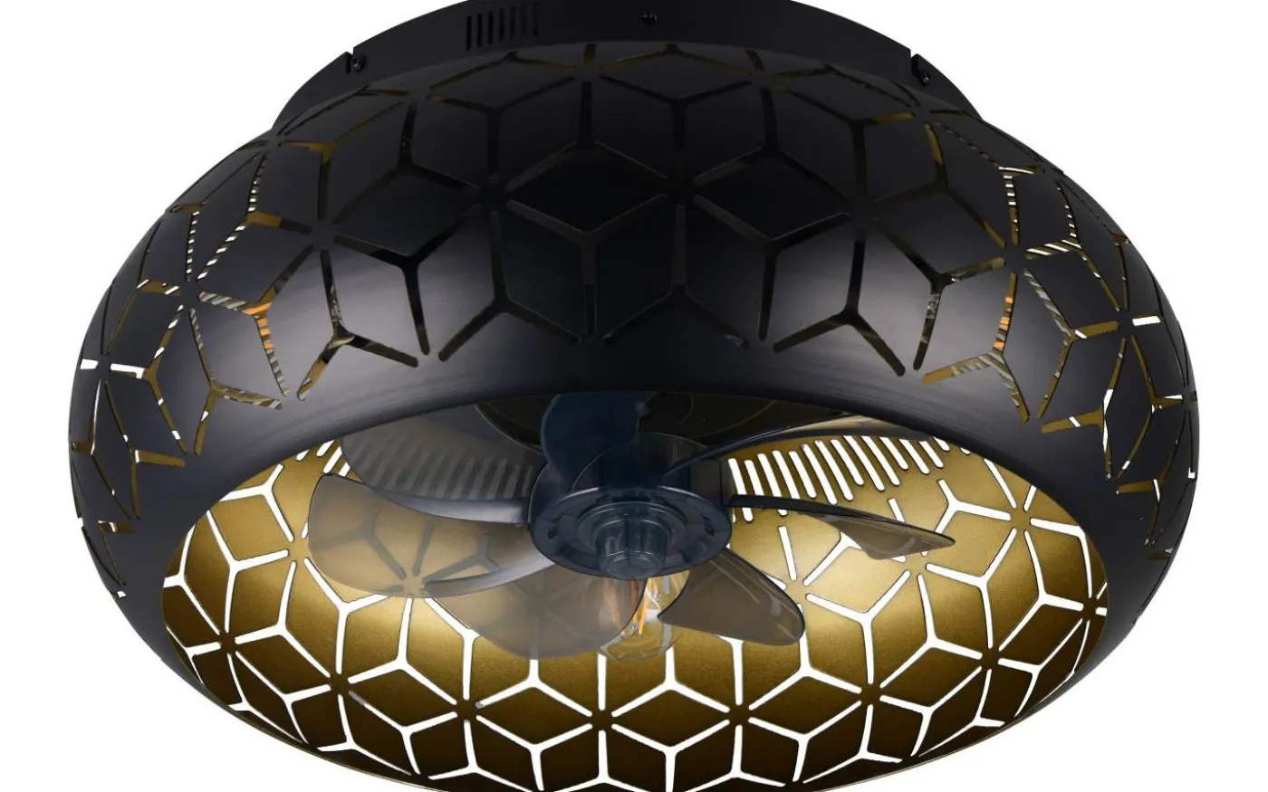 Bidar Takfläkt 50cm 3xE27 matt svart/guld