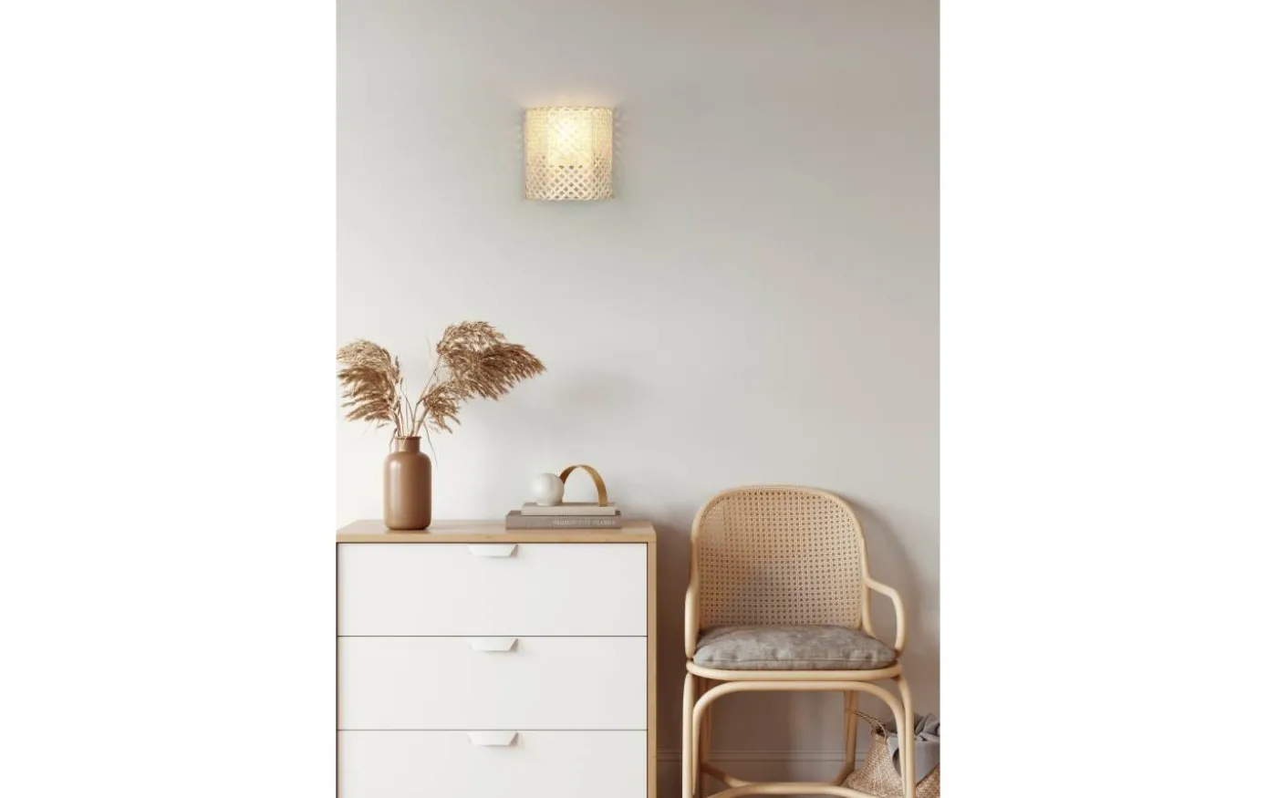 Bina Vägglampa E27 brun/bambu