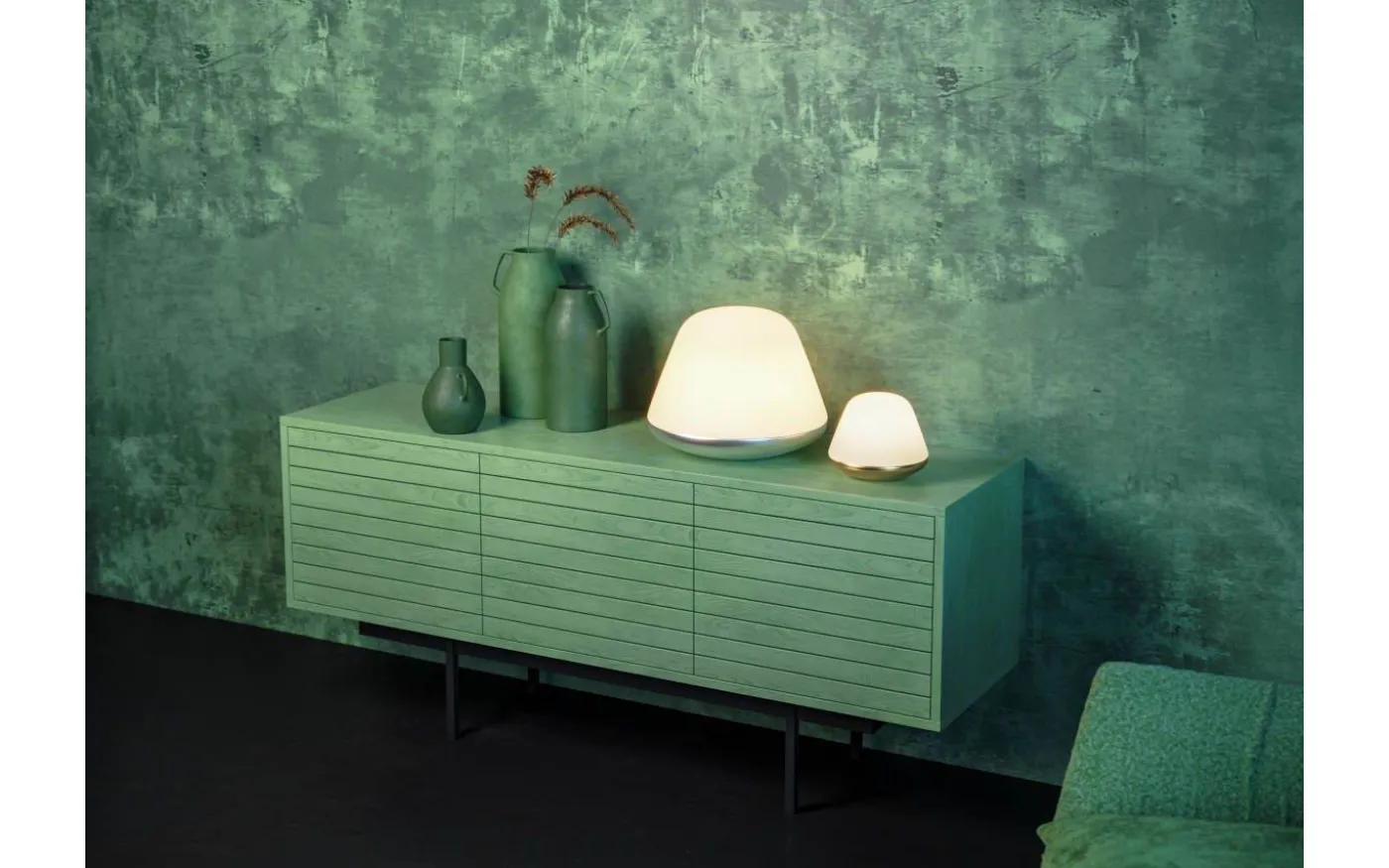 Bloom Bordslampa 17cm Satin Silver/Opal