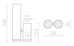 Bogard Twin Takspotlight Matt svart LED 2x5W 3000K
