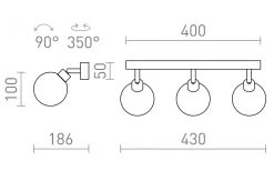 Bolly III Plafond 43cm Opal/Krom IP44