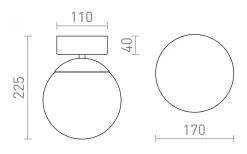 Bolly Plafond 17cm Opal/Krom IP44