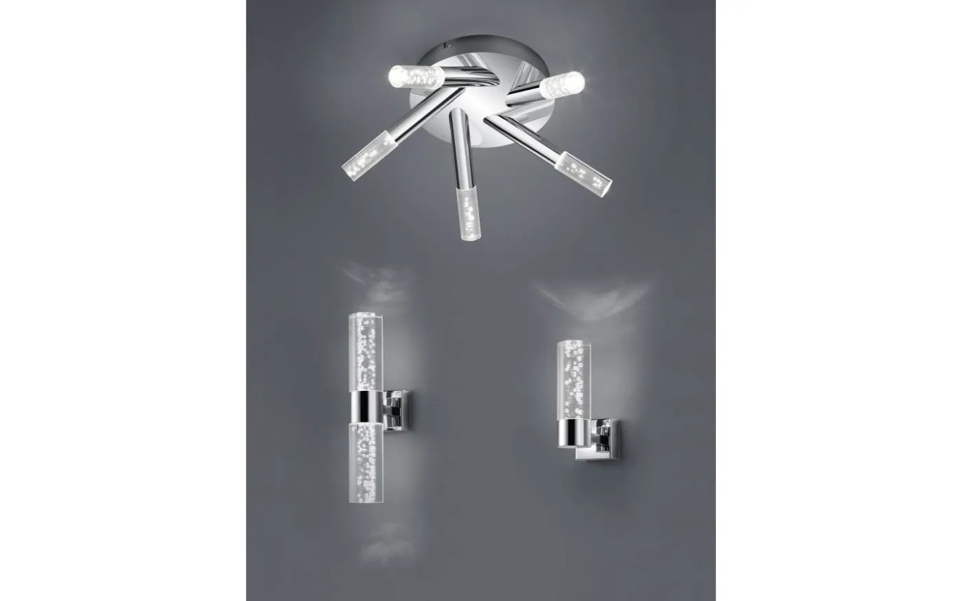 Bolsa H2O Plafond LED rund krom/bubbelglas IP44