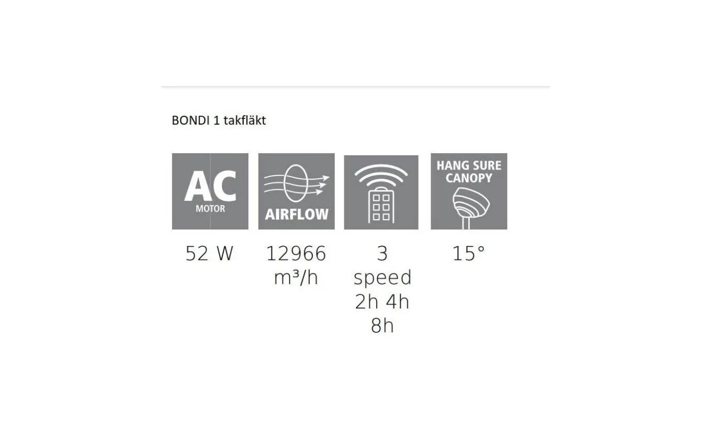 Bondi 1 Takfläkt 122cm Vit