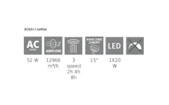 Bondi 1 Takfläkt 122cm Vit Med LED-Lampa