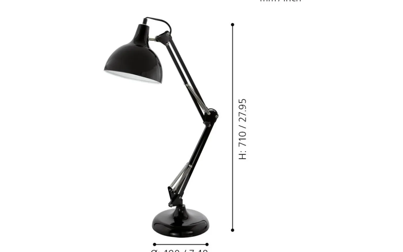 Borgillio Skrivbordslampa 71cm Svart
